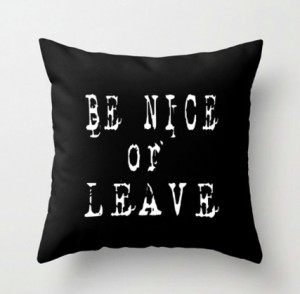 Be nice or leave pillow/adidit on Etsy